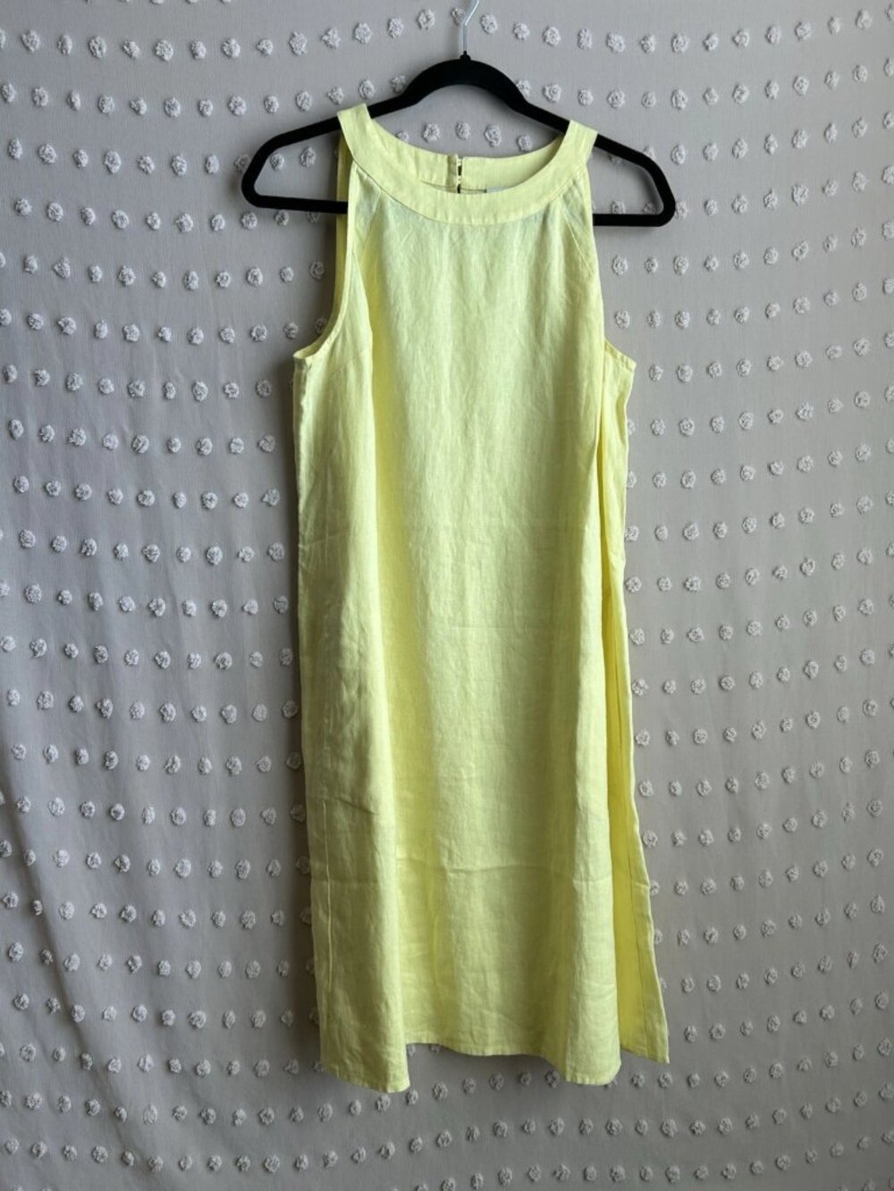 J. Jill Love Linen 100% Linen Sleeveless Knee Length Dress Sz S Butter Yellow